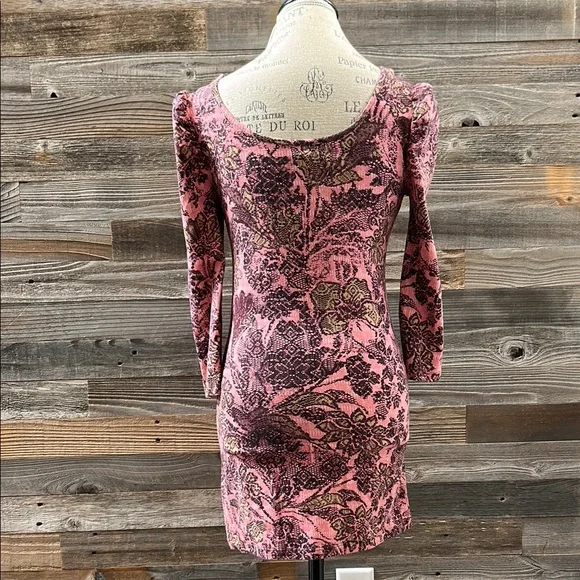 Free People Floral Pink Mini Dress Size Medium - Picture 2 of 7